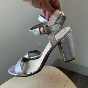 Circus Sam Edelman Silver Metallic Iridescent Block Heels / Size 9